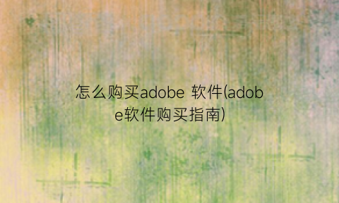 怎么购买adobe软件(adobe软件购买指南)